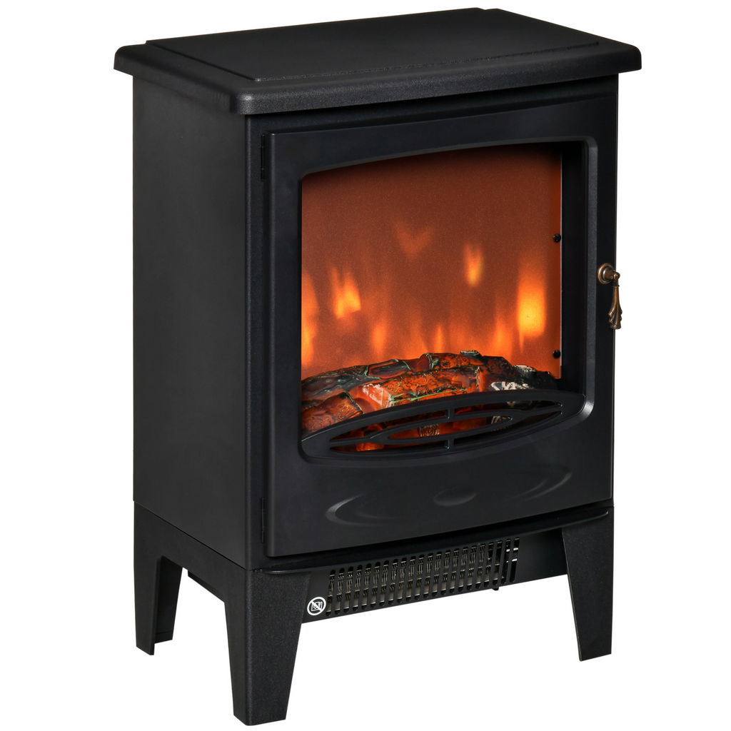 Image of CAMINO ELETTRICO DA TERRA CON EFFETTO FIAMMA 39X26X54.8CM COLORE NERO