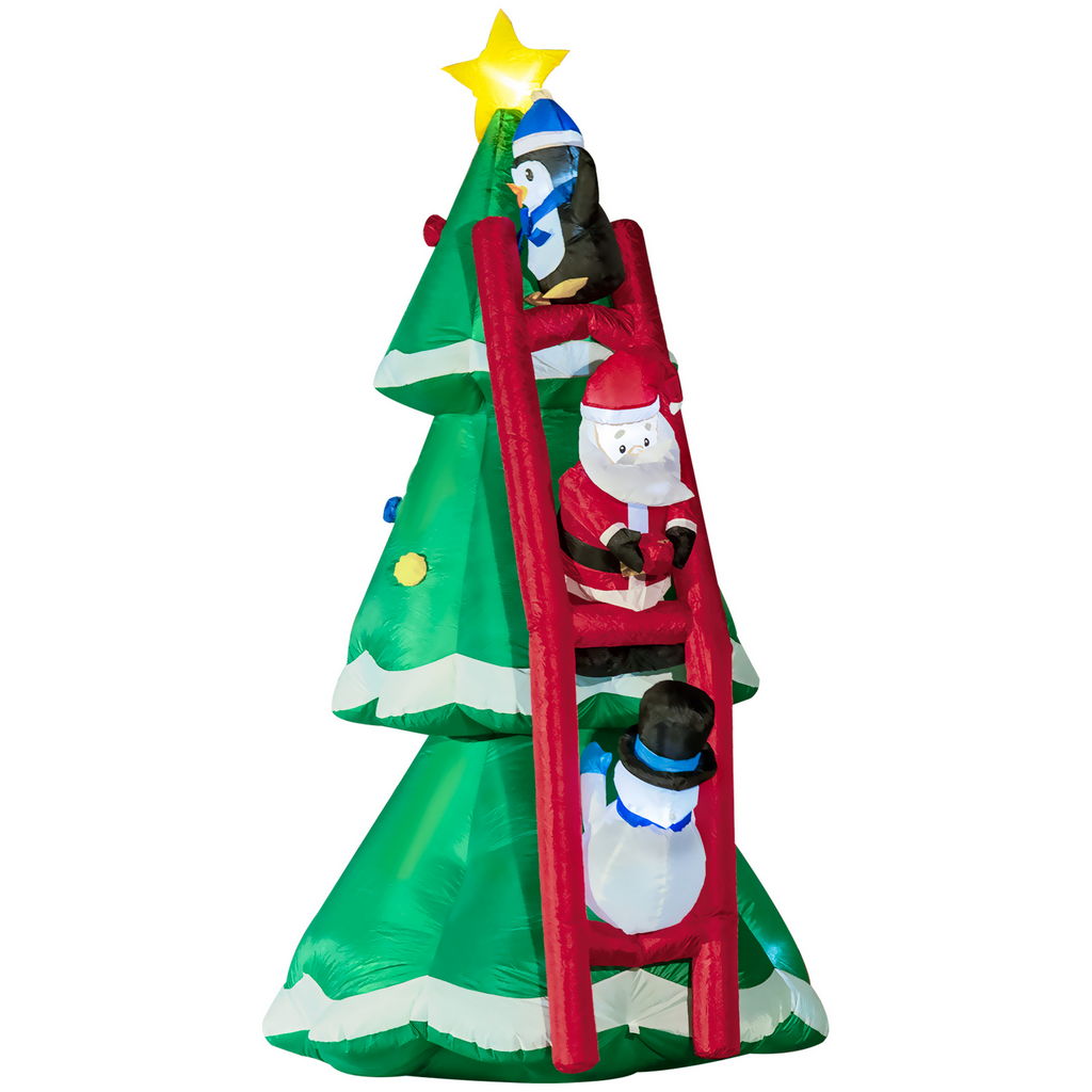 Image of ALBERO DI NATALE GONFIABILE CON BABBO NATALE E LUCI LED 162X125X247CM