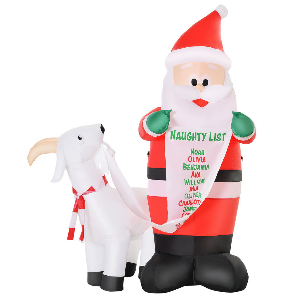 Image of BABBO NATALE GONFIABILE CON CAPRETTA LUCI LED INTEGRATE 135X85X180CM MULTICOLORE