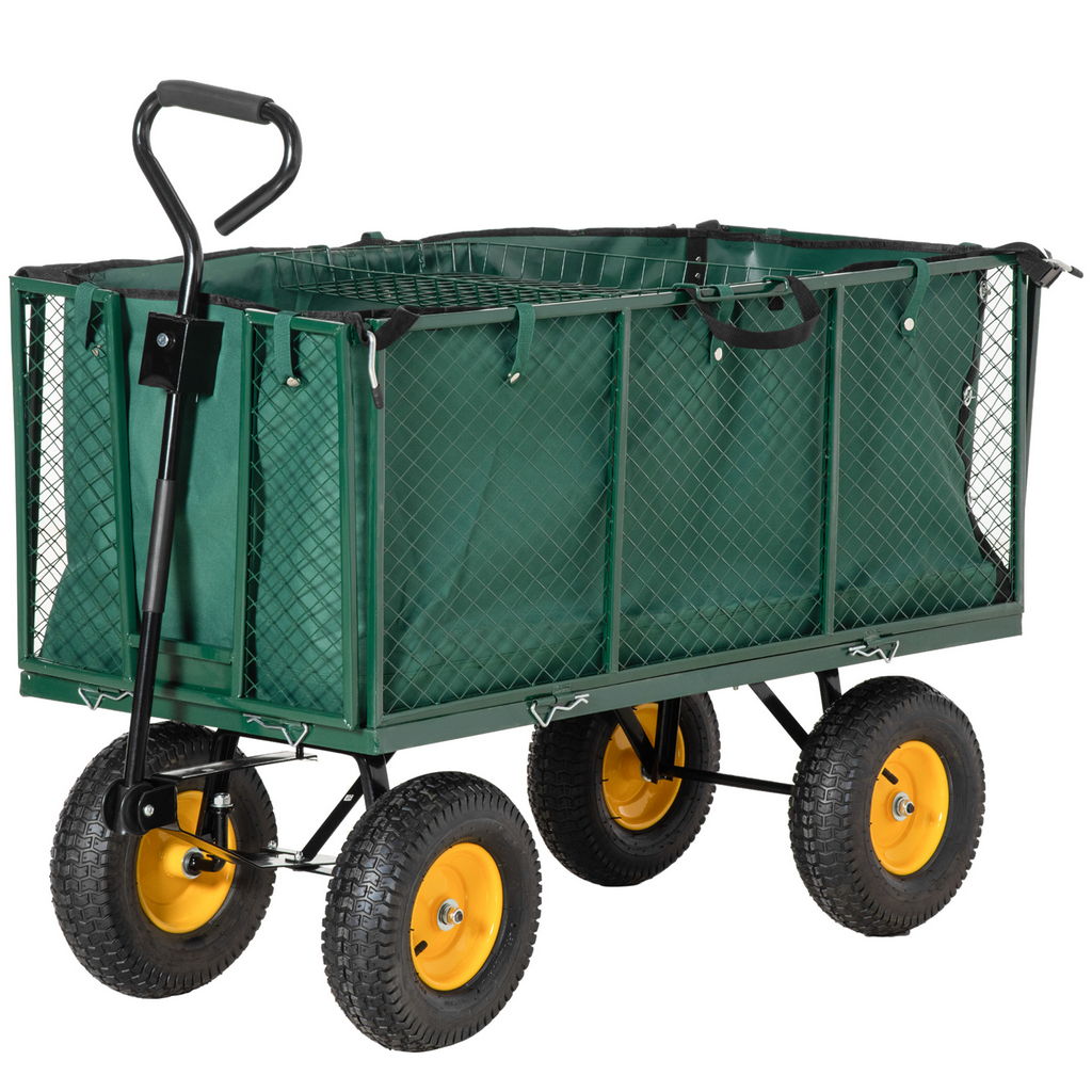 Image of CARRELLO DA GIARDINO IN ACCIAIO CON PARETI LATERALI CAPIENZA 342L VERDE