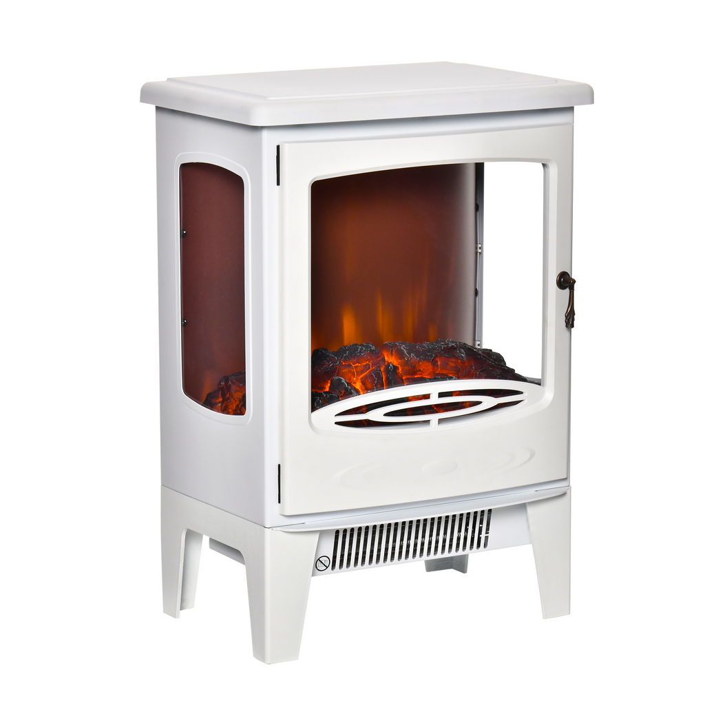 Image of CAMINO ELETTRICO EFFETTO FIAMMA E 3 LATI APERTI 39X26X54.8CM COLORE BIANCO