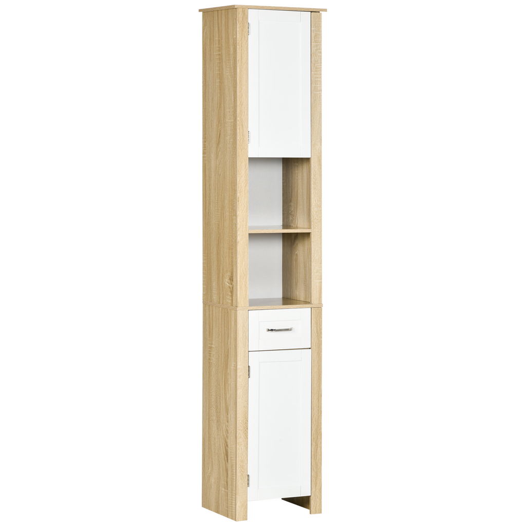 Image of MOBILE BAGNO ALTO CON CASSETTO 2 RIPIANI APERTI REGOLABILI 37X30X184 CM BICOLOR