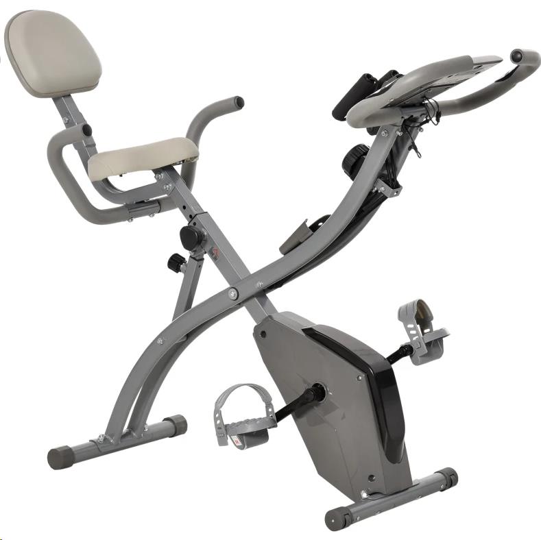 BICI DA FITNESS PIEGHEVOLE 2 IN 1 REGOLABILE 8 LIVELLI + SENSORI ELASTICI E SCHERMO LCD COLOR GRIGIO