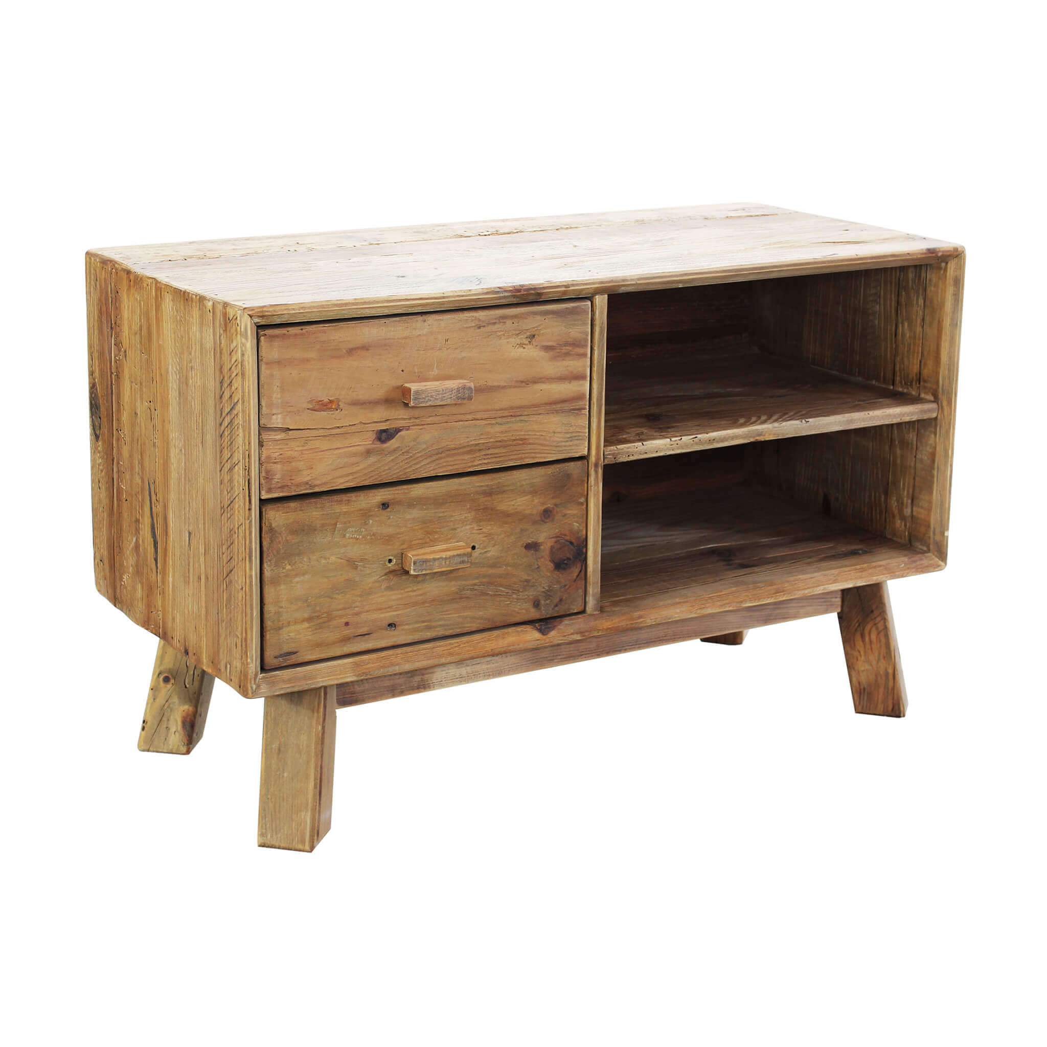 Image of MOBILE ELSDON IN LEGNO DI PINO RICICLATO CON 2 CASSETTI 90 X 40 X H55 CM