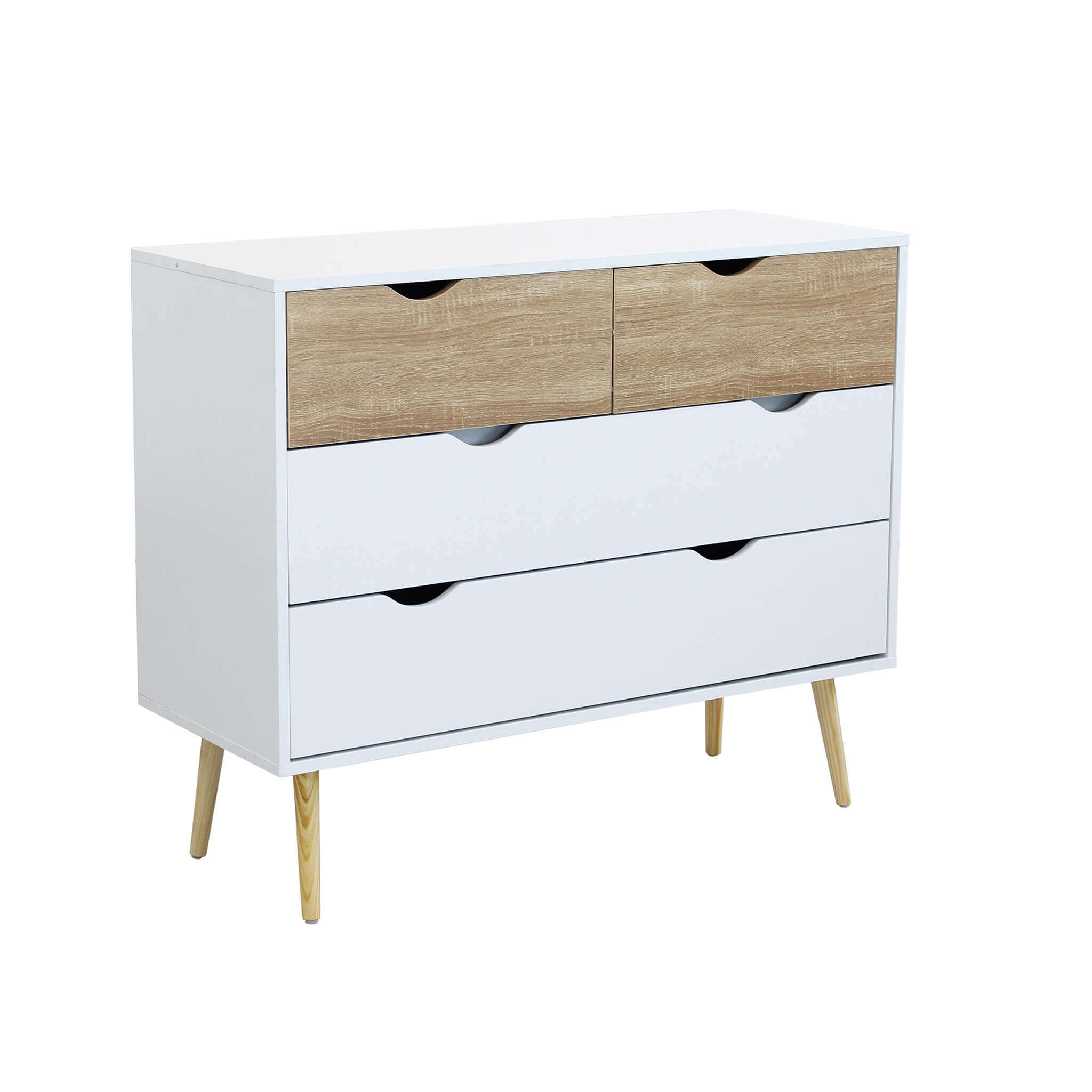 Image of MOBILE TERENCE IN LEGNO NATURALE CON 4 CASSETTI 99 X 39 X H82 CM BIANCO