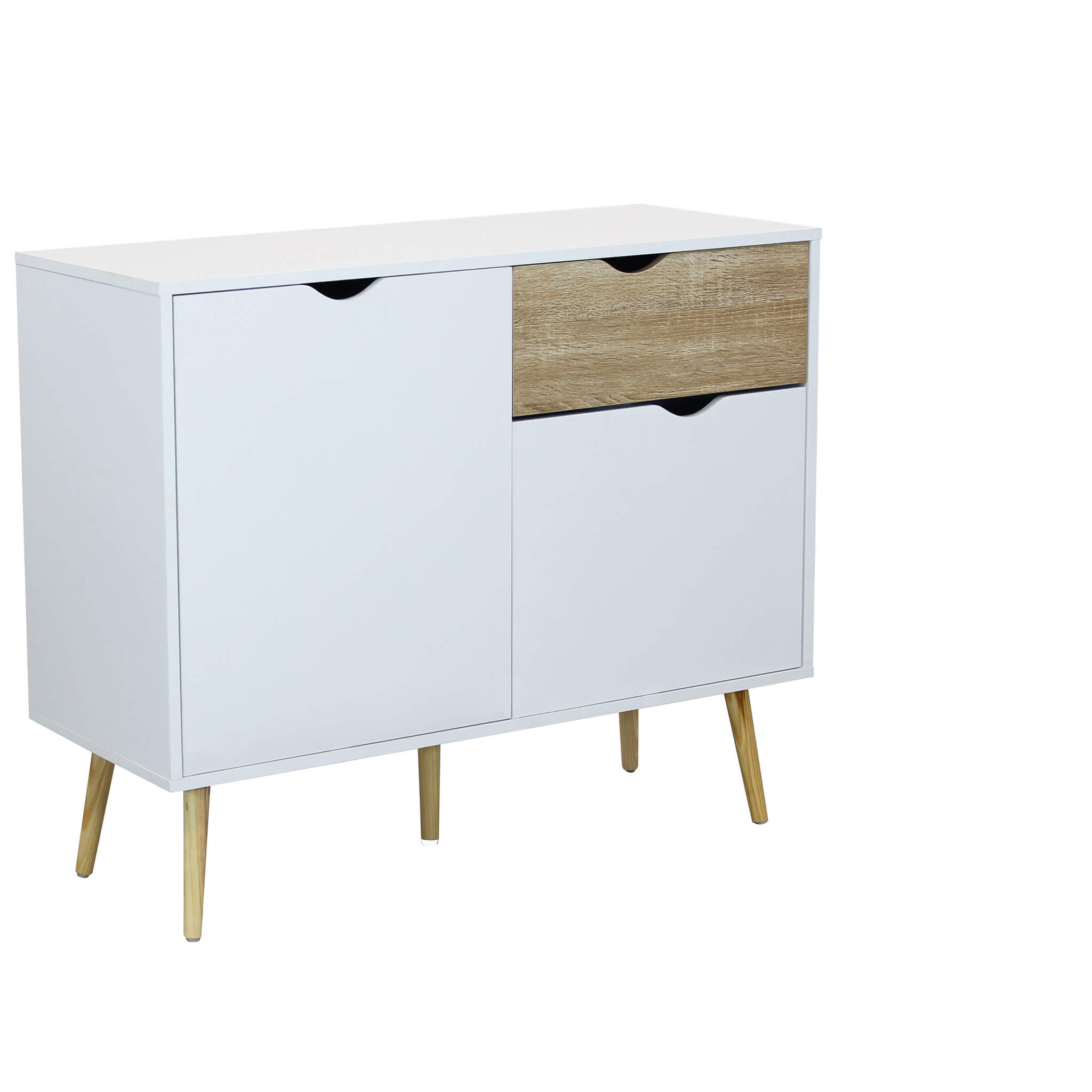 Image of MOBILE THEODORE IN LEGNO NATURALE CON 2 ANTE E UN CASSETTO 99 X 39 X H82 CM