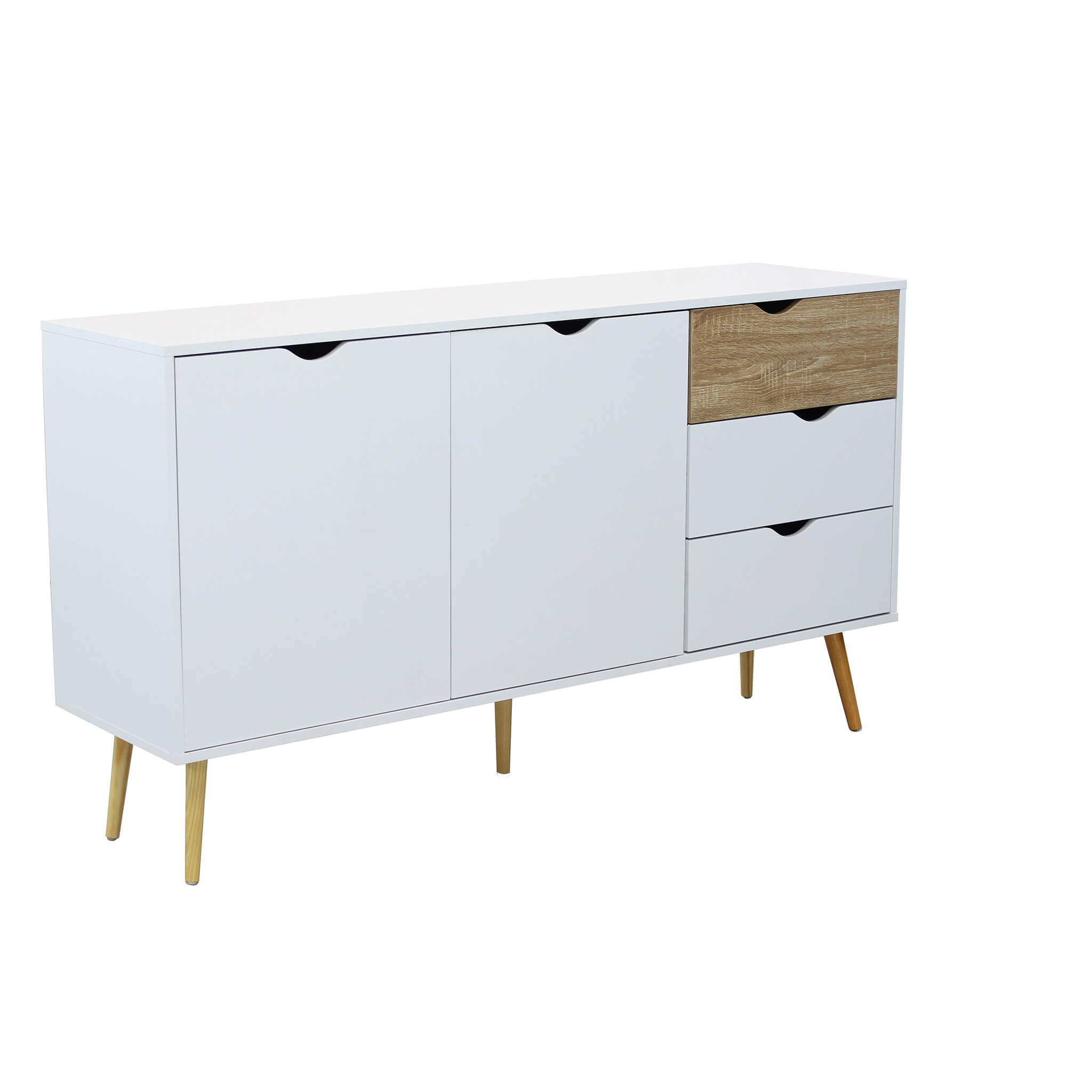 Image of MOBILE BRADLEY IN LEGNO NATURALE CON 2 ANTE 3 CASSETTI 147 X 39 X H82 CM