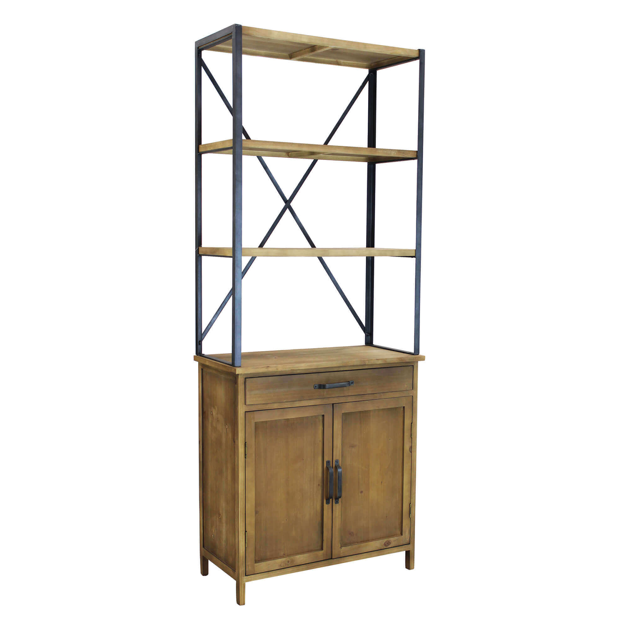 Image of EUGENE MOBILE ALTO 2 RIPIANI, CASSETTO E ANTE 73,5X37,5X186CM LEGNO NATURALE