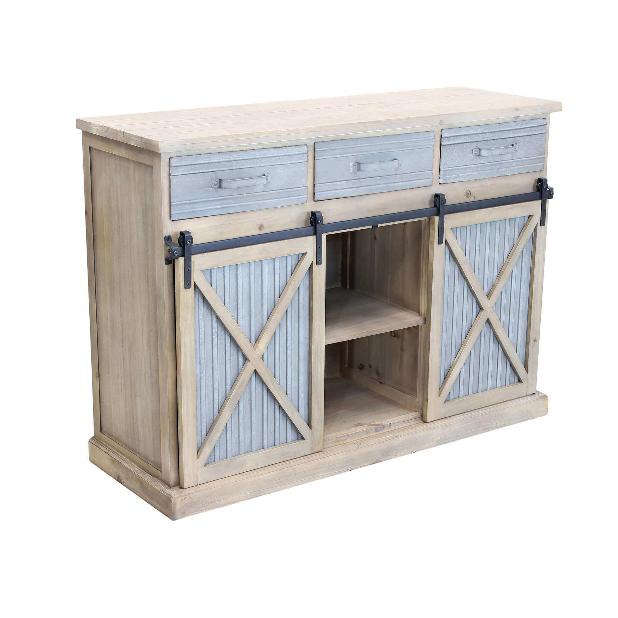 Image of DOLPH MOBILE 3 CASSETTI IN LATTA E ANTE A SCORRIMENTO 113X39,5X81 CM BICOLOR