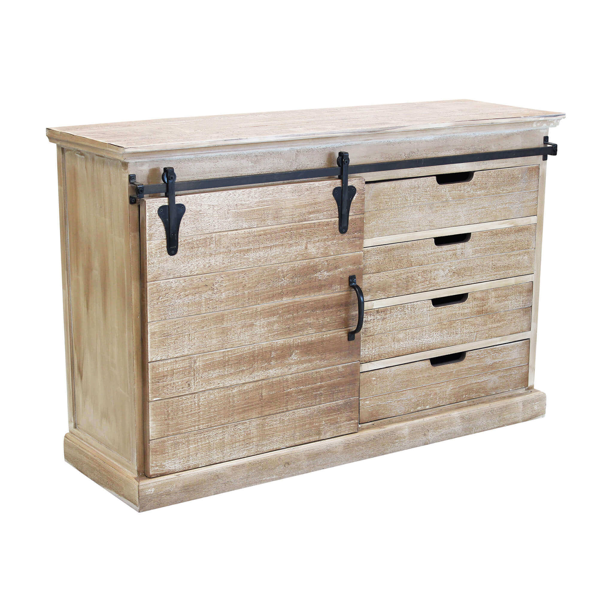 Image of MOBILE COLUM IN LEGNO NATURALE CON ANTA E 4 CASSETTI 124 X 43 X H81,5 CM