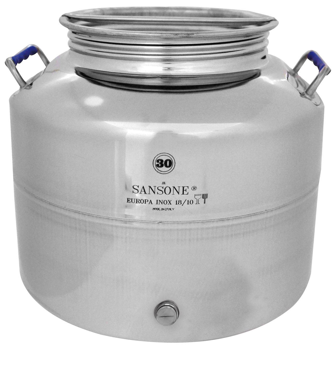 Image of BIDONE FUSTO CONTENITORE ACCIAIO INOX 30 LT PER OLIO SANSONE
