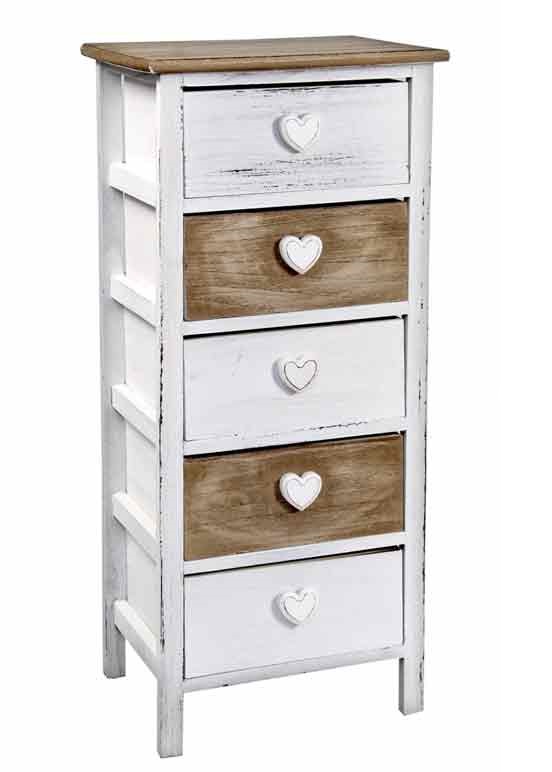 Image of HEART CASSETTIERA SLIM CON 5 CASSETTI 37X 29 X 83 CM BICOLOR