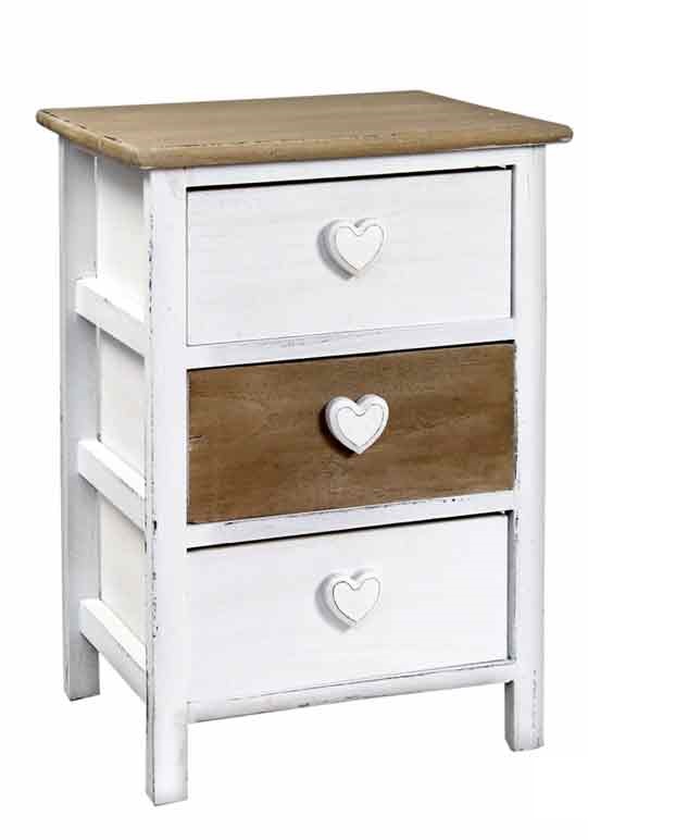 Image of HEART CASSETTIERA SLIM CON 3 CASSETTI 37 X 29 X 54 CM BICOLOR