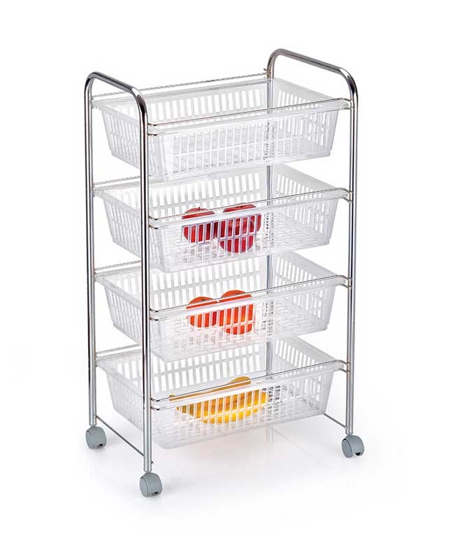 Image of CARRELLO DA CUCINA PORTAFRUTTA 4 CASSETTI 36X47X82 CM COLORE BIANCO
