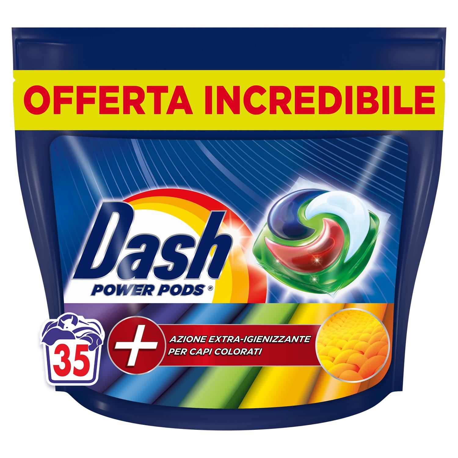 Image of DASH PODS POWER DETERSIVO PER LAVATRICE DA 35 LAVAGGI COLORE E IGIENE