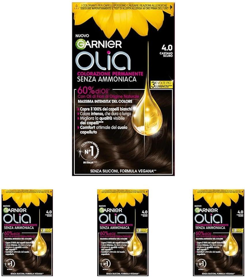 GARNIER OLIA SET 4 PZ TINTA CAPELLI 4.0 CASTANO SCURO