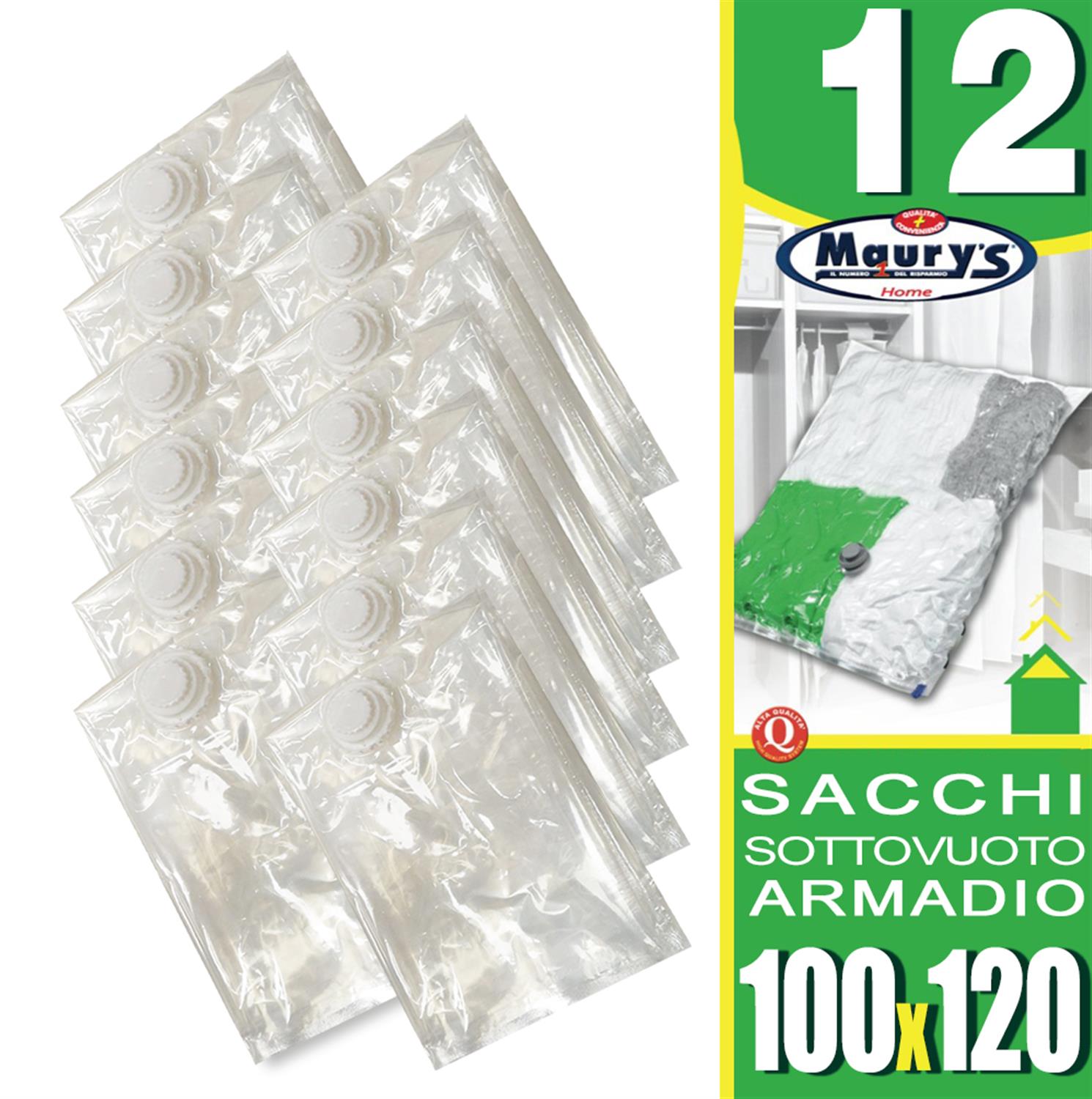 Image of 12 MAURY'S BUSTE SACCHETTI SALVASPAZIO SOTTOVUOTO BIANCHERIA DIMENSIONE MAXI 100X120CM