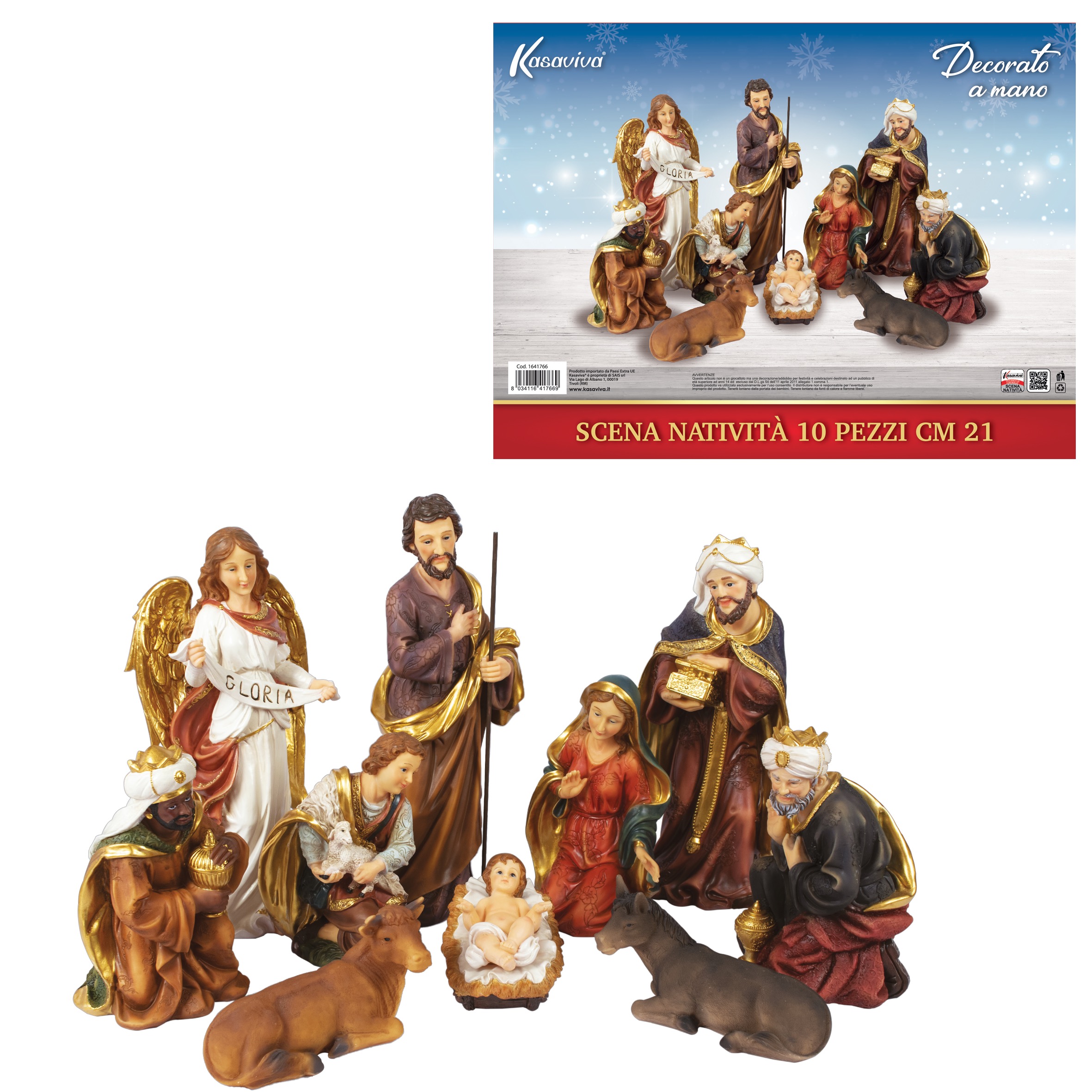 NAVITÀ PRESEPE SET 10 PEZZI ALTO CM 21