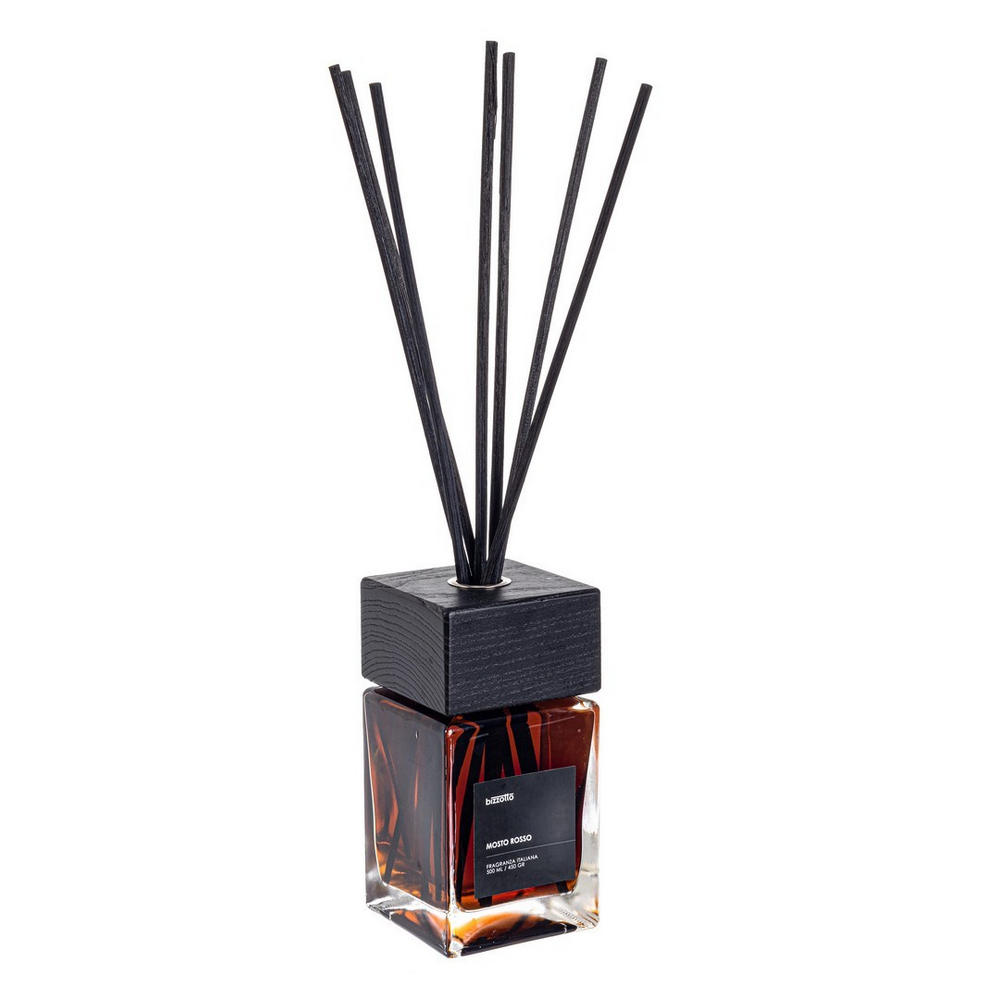 Diffusore per Ambienti con Bastoncini e Tappo in Legno Bizzotto Formato: 500 ml, Fragranza: Mosto Rosso