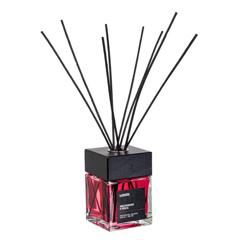 Diffusore per Ambienti con Bastoncini e Tappo in Legno Bizzotto Fragranza: Melograno e Pesca, Formato: 200 ml