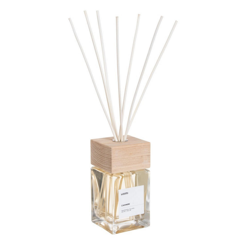 Diffusore per Ambienti con Bastoncini e Tappo in Legno Bizzotto Formato: 500 ml, Fragranza: Cashmere