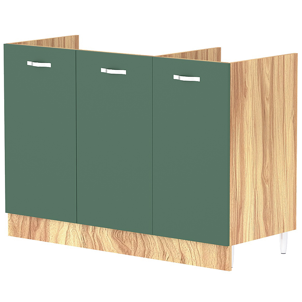 Mobile Sottolavello Cucina Componibile Mobiletto in Legno Colore Verde con 3 Ant