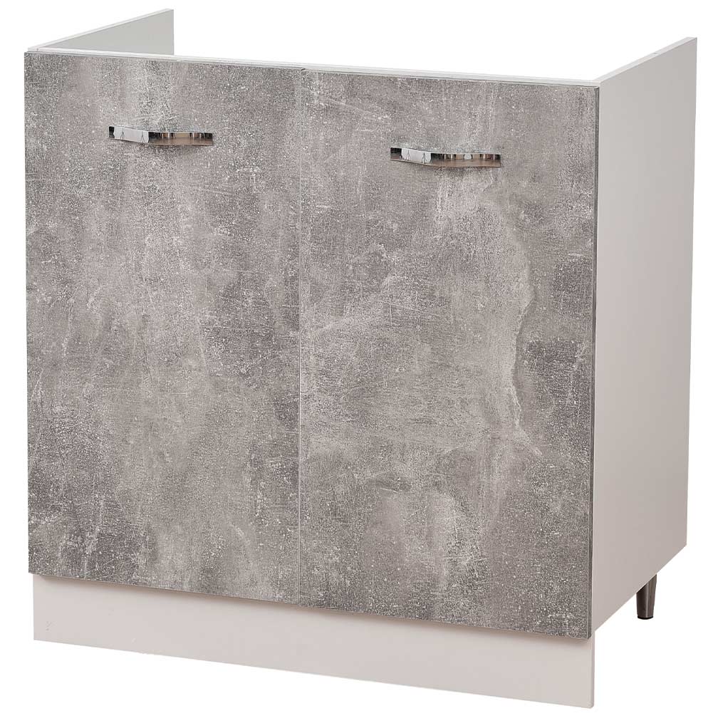 Image of Mobile Cucina Sottolavello Componibile in Legno Colore Grigio con 2 Ante 80cm