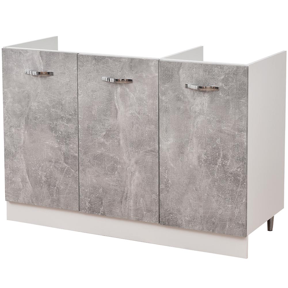 Image of Mobile Cucina Sottolavello Componibile in Legno Colore Grigio con 3 Ante 120cm