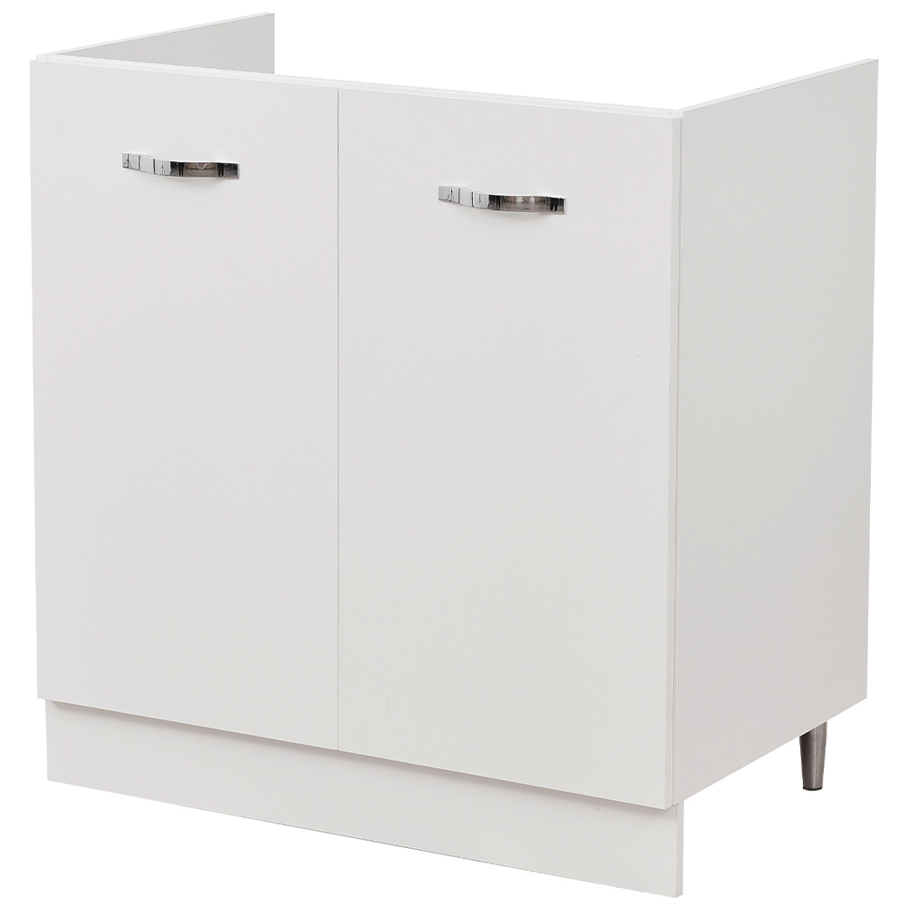 Image of Mobile Cucina Sottolavello Componibile in Legno Colore Bianco con 2 Ante 80cm