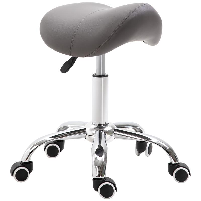Image of SGABELLO DA LAVORO A SELLA CON RUOTE E ALTEZZA REGOLABILE 52X53X49-61CM GRIGIO
