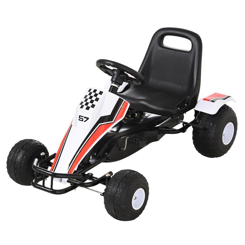 Image of GO-KART A PEDALI PER BAMBINI 3-8 ANNI CON SEDILE REGOLABILE BIANCO E ROSSO