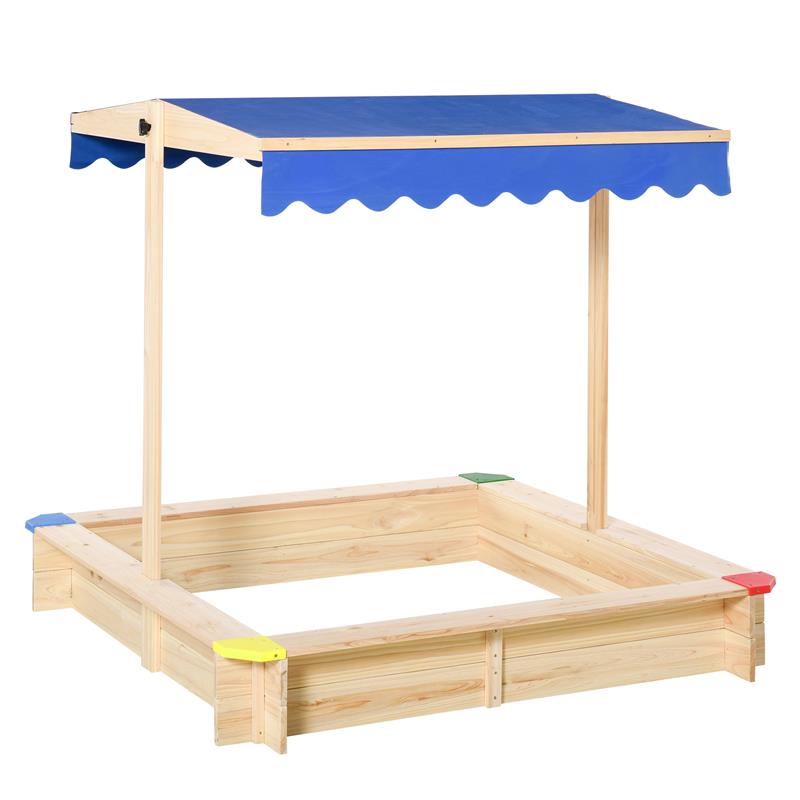 Image of SABBIERA PER BAMBINI CON PANCA E TETTUCCIO PARASOLE REGOLABILE 120X120X120 CM
