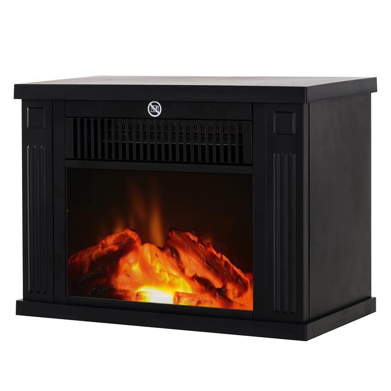 Image of CAMINO ELETTRICO DA TERRA POTENZA 600W/1200W IN PLASTICA E VETRO TEMPERATO NERO, 34X17X25CM
