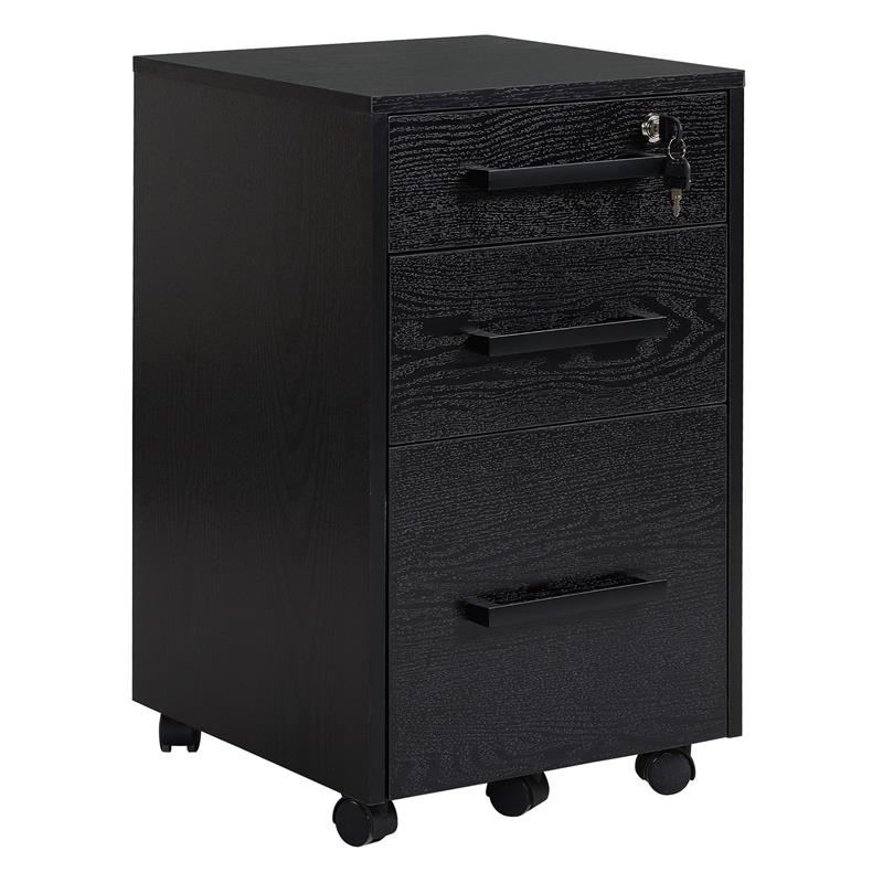 Image of CASSETTIERA PORTADOCUMENTI DA UFFICIO CON 3 CASSETTI 5 RUOTE NERO 39.2X40X65.4CM