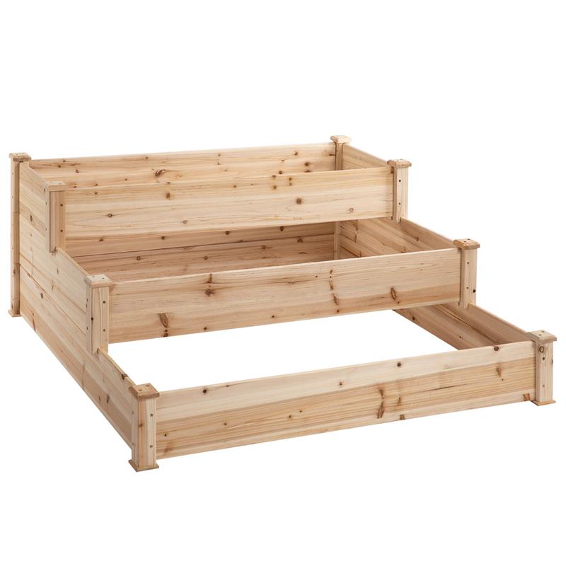 Image of LETTINO PER ORTO RIALZATO 3 LIVELLI FIORIERA IN LEGNO PER PIANTE