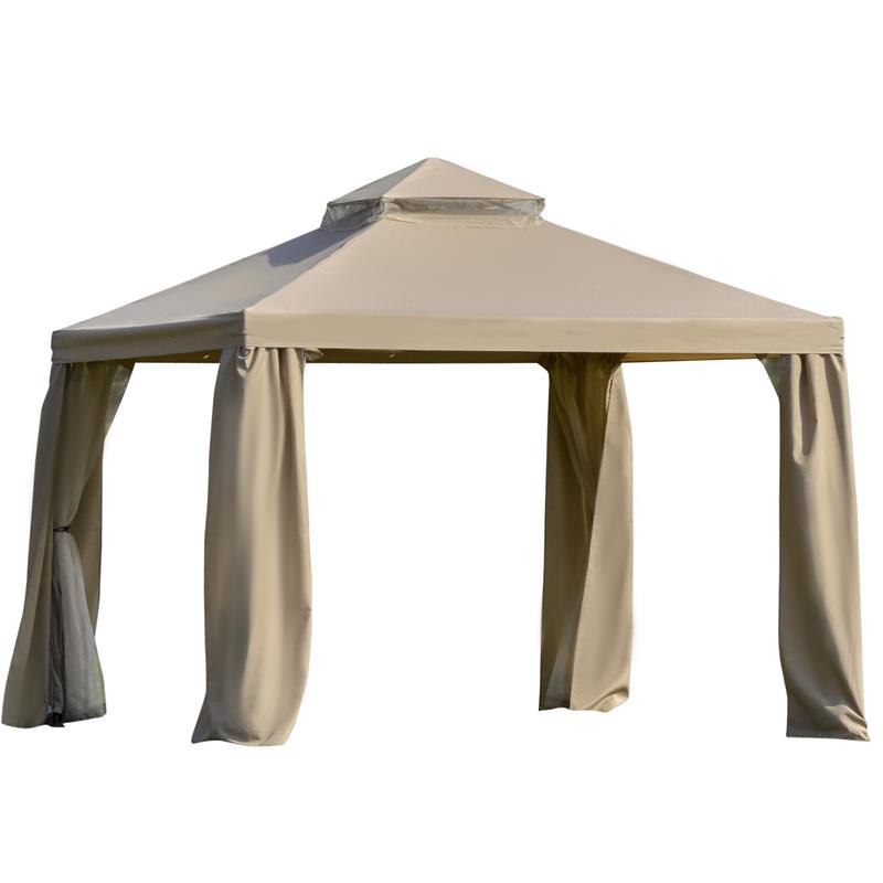 Image of GAZEBO DA GIARDINO IN METALLO CON ZANZARIERA E TETTO A 2 LIVELLI 3 X 3 M CACHI