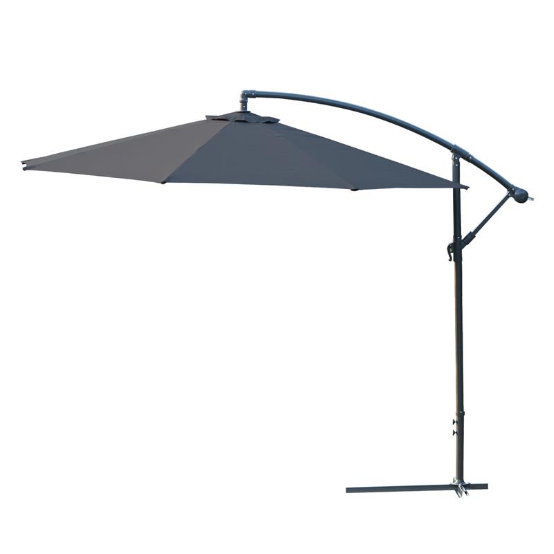 Image of OMBRELLONE DA GIARDINO A BRACCIO DELUXE INCLINABILE CON MANOVELLA 3 M GRIGIO