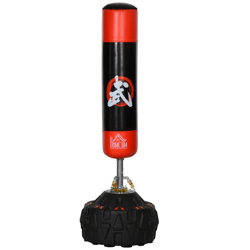 Image of SACCO BOXE DA TERRA CON SUPPORTO A VENTOSA NERO E ROSSO 60 X 180 CM