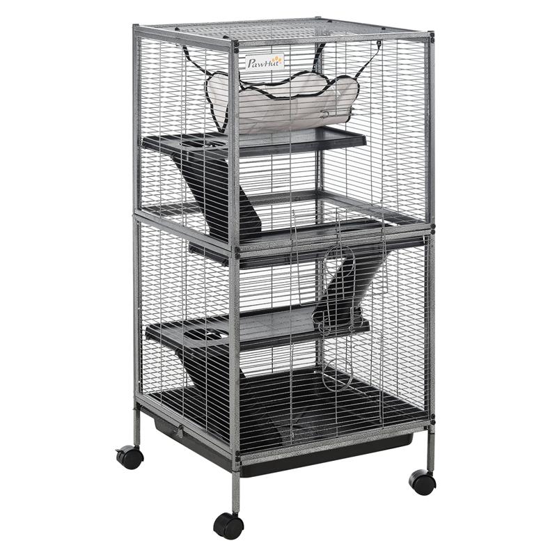 Image of GABBIA IN METALLO PER RODITORI 4 LIVELLI CON VASSOIO RIMOVIBILE 52 X 52 X 113.5CM