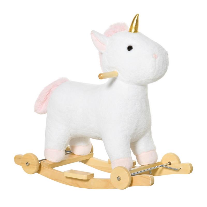 Image of CAVALLO A DONDOLO A FORMA DI UNICORNO BIANCO