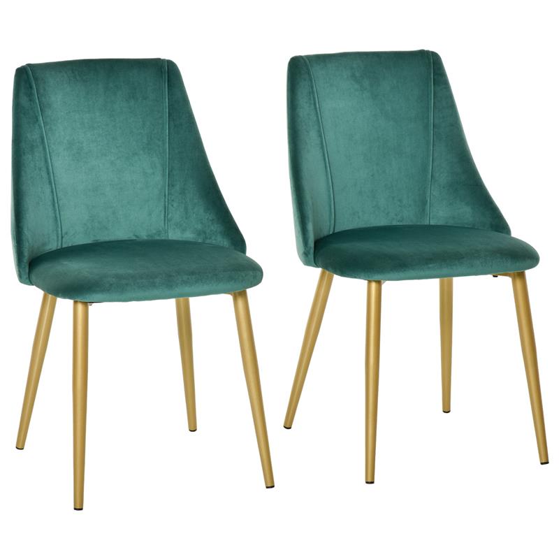 Image of SET 2 SEDIE MODERNE IMBOTTITE CON RIVESTIMENTO EFFETTO VELLUTO VERDE