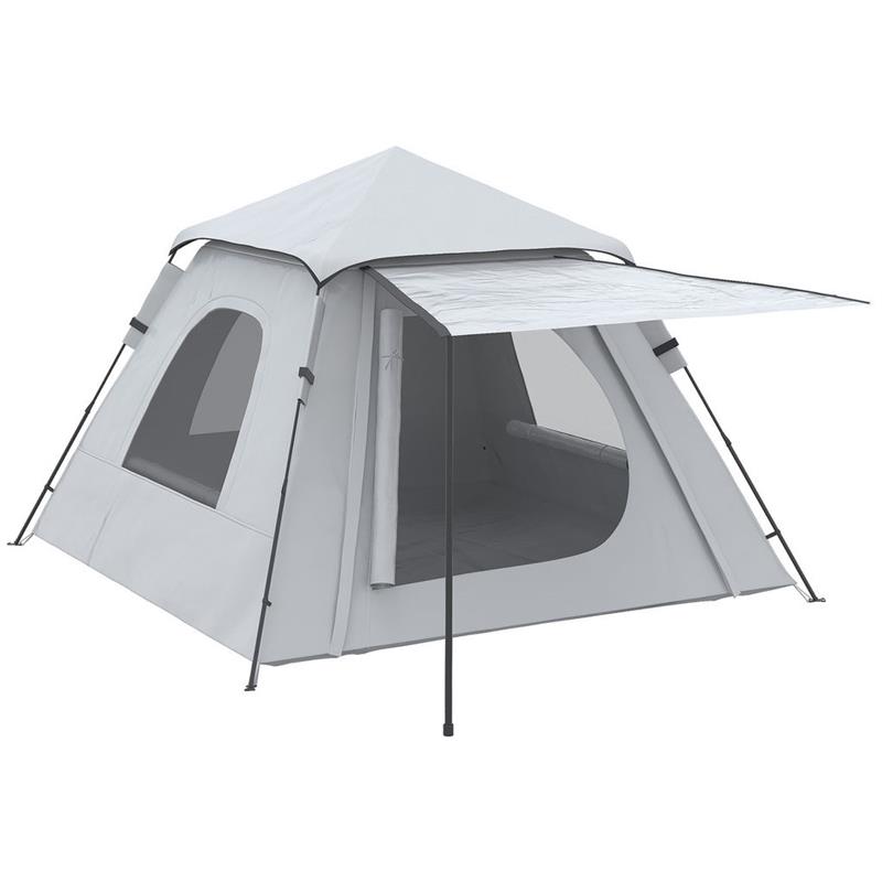Image of TENDA DA CAMPEGGIO DA 2-3 PERSONE CON VERANDA 210 X 210 X 150 CM GRIGIA E BIANCA