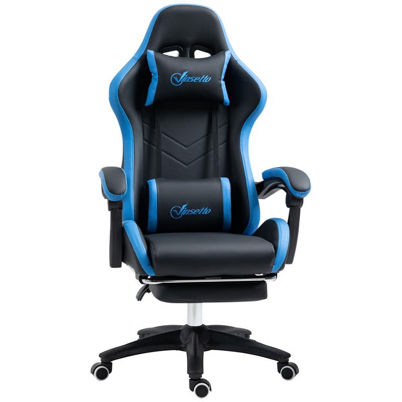Image of SEDIA DA GAMING CON ALTEZZA REGOLABILE E SCHIENALE RECLINABILE BLU E NERO