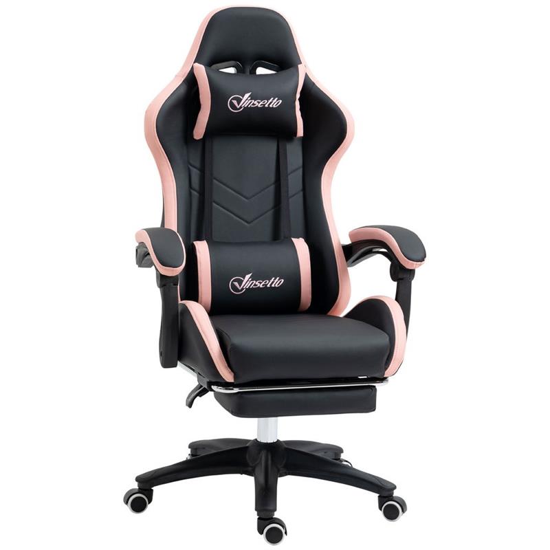 Image of SEDIA DA GAMING CON ALTEZZA REGOLABILE E SCHIENALE RECLINABILE ROSA E NERO