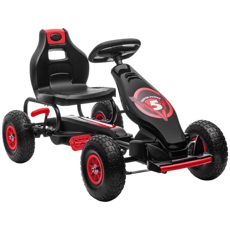 Image of GO KART A PEDALI PER BAMBINI DA 5-12 ANNI CON SEDILE REGOLABILE E RUOTE ROSSO