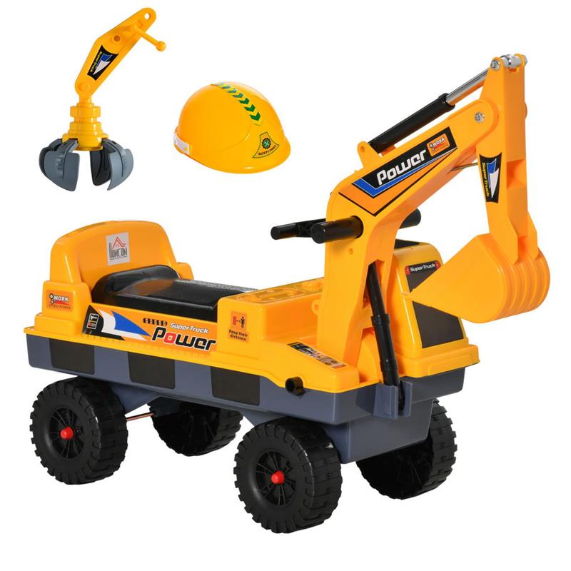 Image of RUSPA GIOCATTOLO 2 IN 1 CON ESCAVATORE PER BAMBINI 2-3 ANNI 90X28X58 CM GIALLO