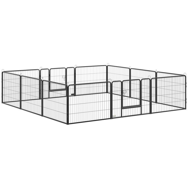 Image of RECINTO PER ANIMALI 12 PANNELLI MODULABILI IN ACCIAIO 2 INGRESSI 80X1.5X60CM