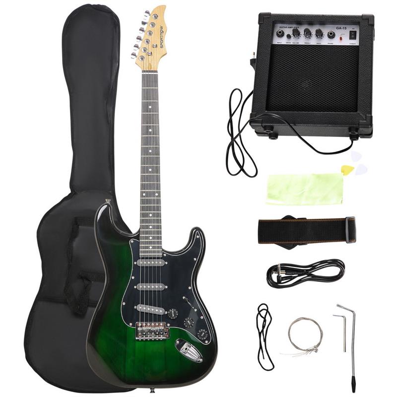 Image of CHITARRA ELETTRICA CON AMPLIFICATORE 15W, BORSA, TRACOLLA E ACCORDATORE DIGITALE, NERO