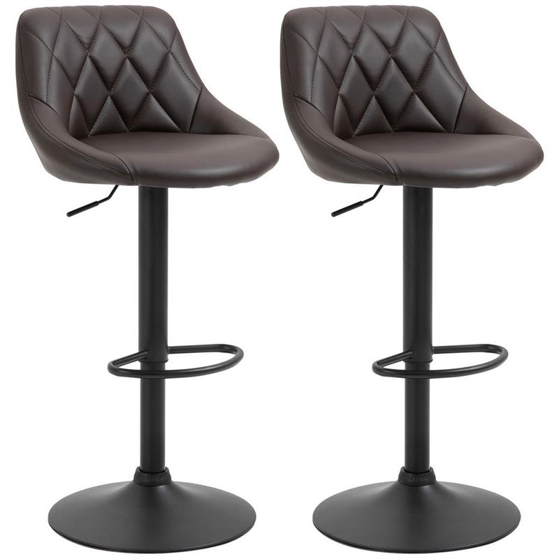 Image of SET 2 SGABELLI DA BAR DI DESIGN GIREVOLI CON ALTEZZA REGOLABILE - MARRONE