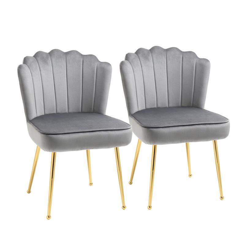 Image of SET 2 SEDIE MODERNE IMBOTTITE CON RIVESTIMENTO EFFETTO VELLUTO GRIGIO